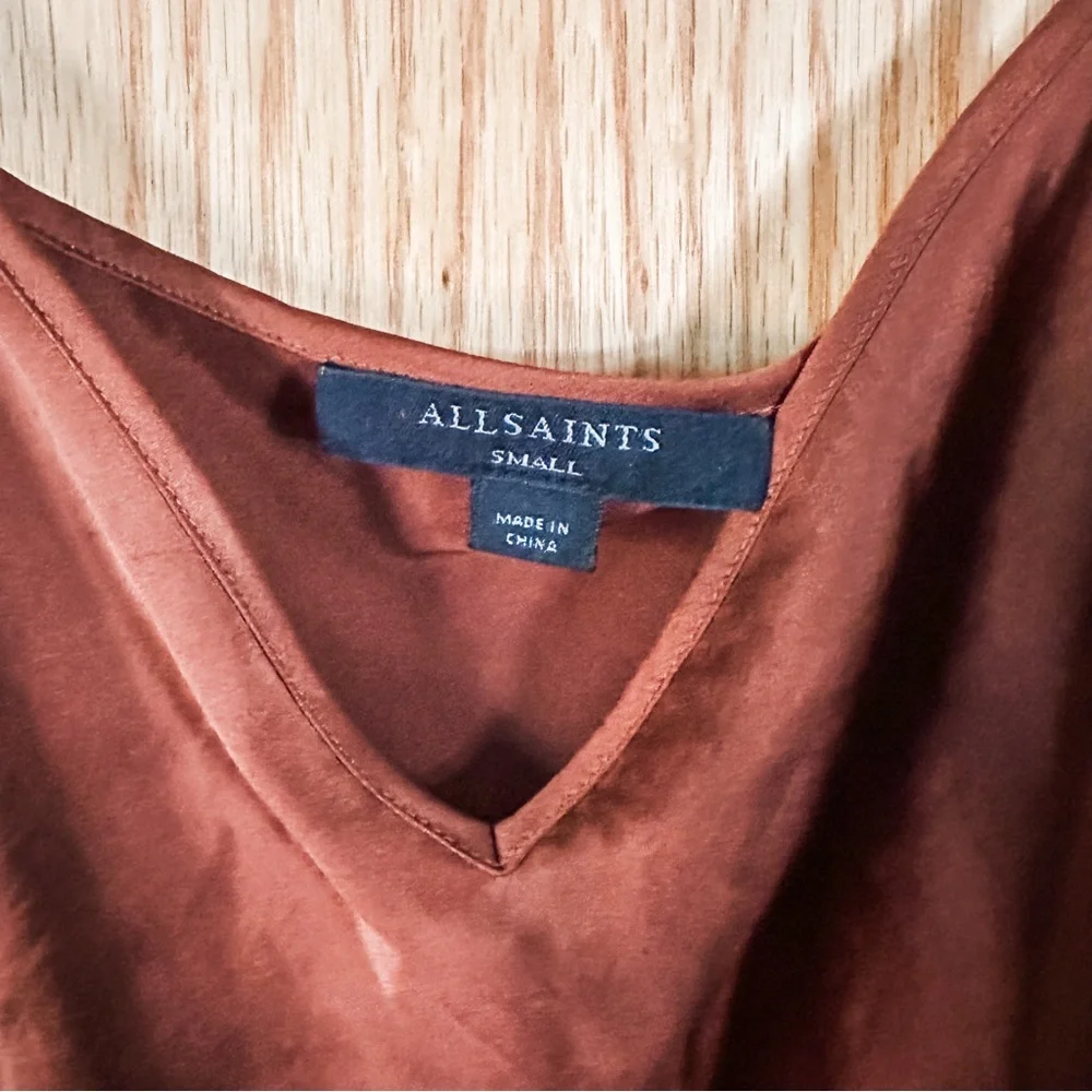 [all saints] burnt orange asymmetrical slip dress - Picture 4 of 4